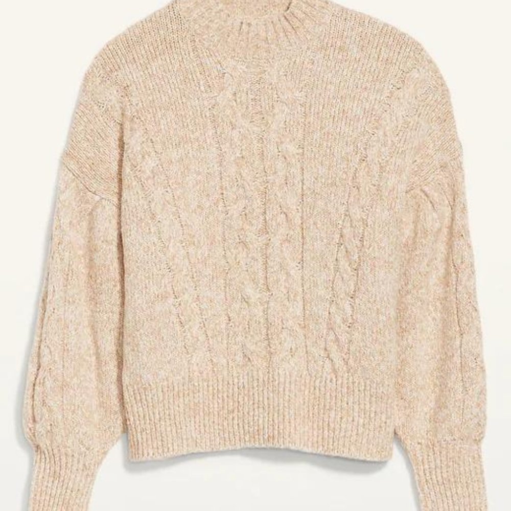 Old Navy Mock-Neck Heathered Cable-Knit Sweater for Women New - Picture 5 of 8